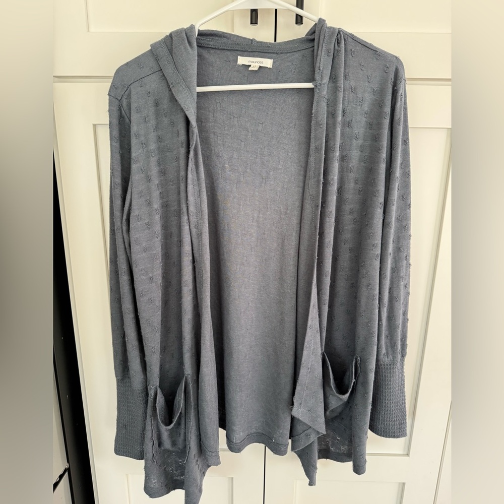 Maurices Textured Blue/Gray Cardigan